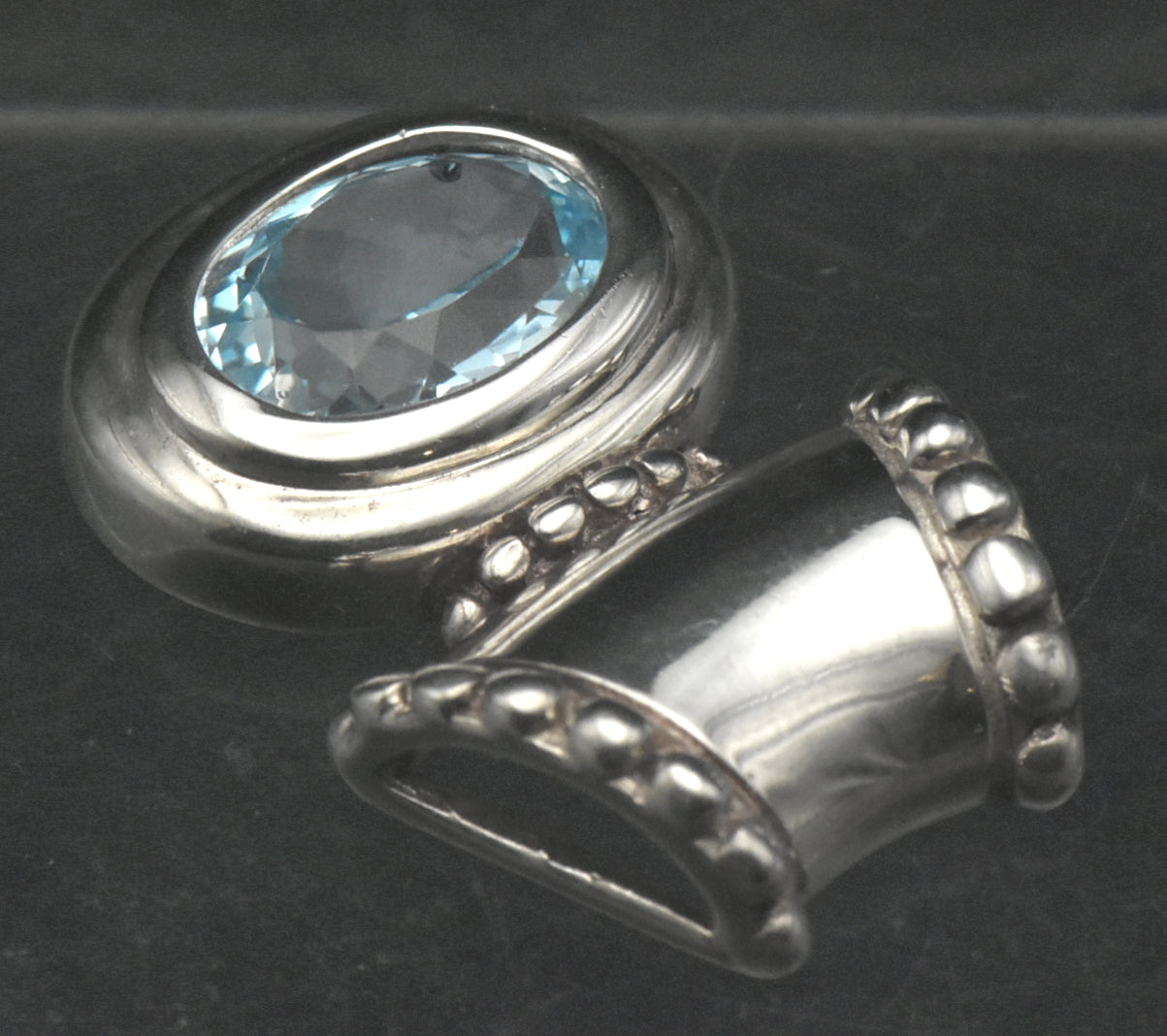 Château d'Argent - Vintage Blue Topaz Sterling Silver Slide Pendant