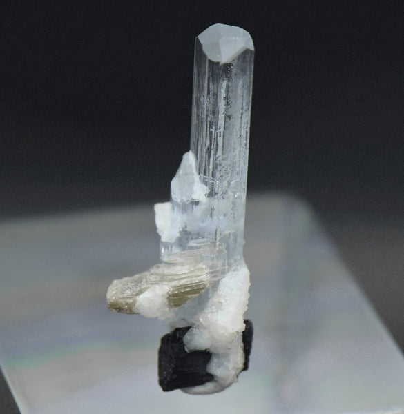 Aquamarine Crystal with Mica and Black Tourmaline Mineral Specimen - Pakistan