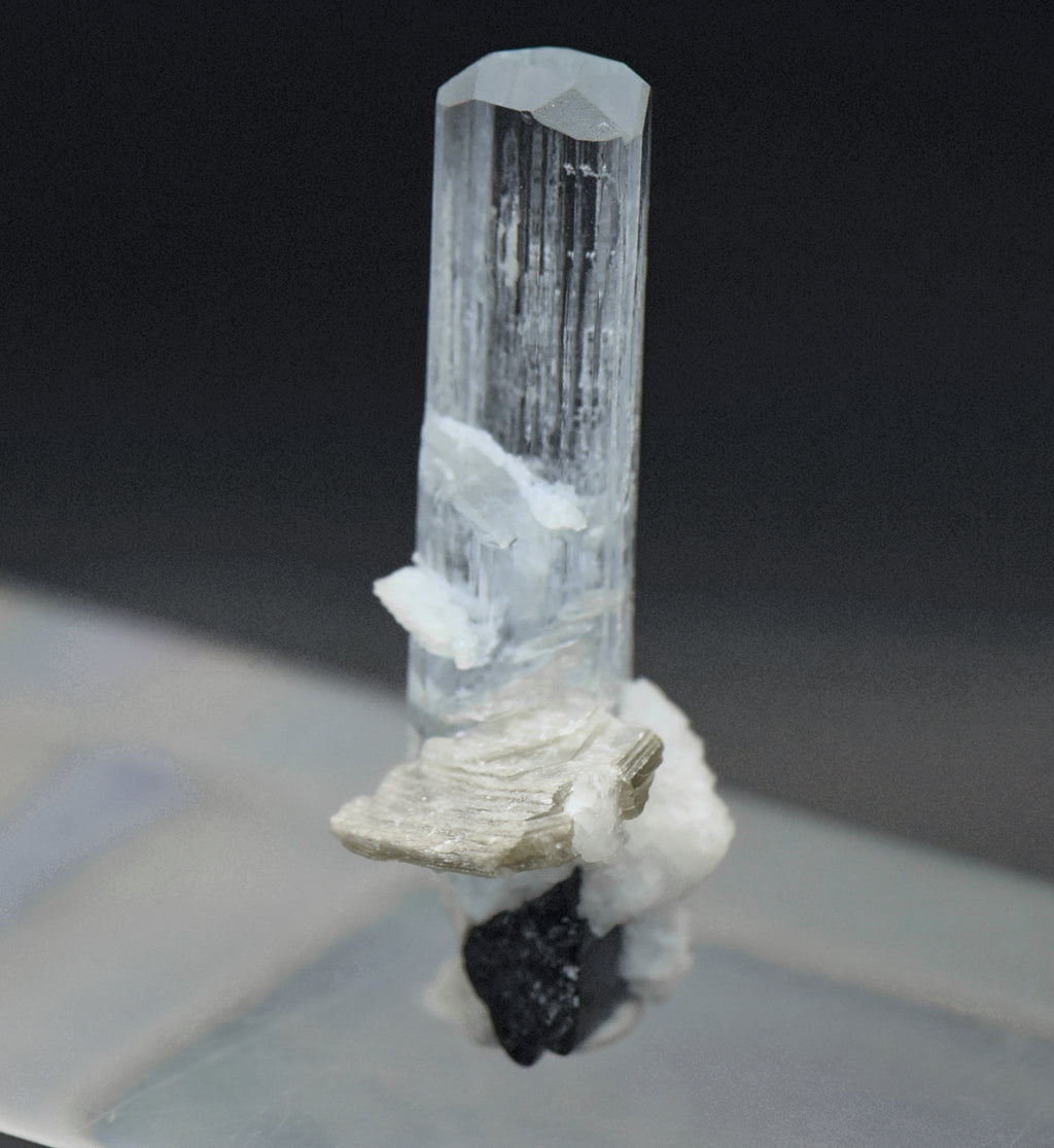 Aquamarine Crystal with Mica and Black Tourmaline Mineral Specimen - Pakistan