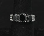 Vintage Sterling Silver Black Tourmaline Ring - Size 7