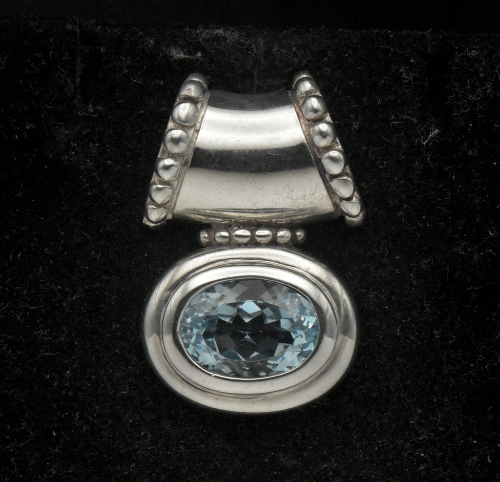 Château d'Argent - Vintage Blue Topaz Sterling Silver Slide Pendant