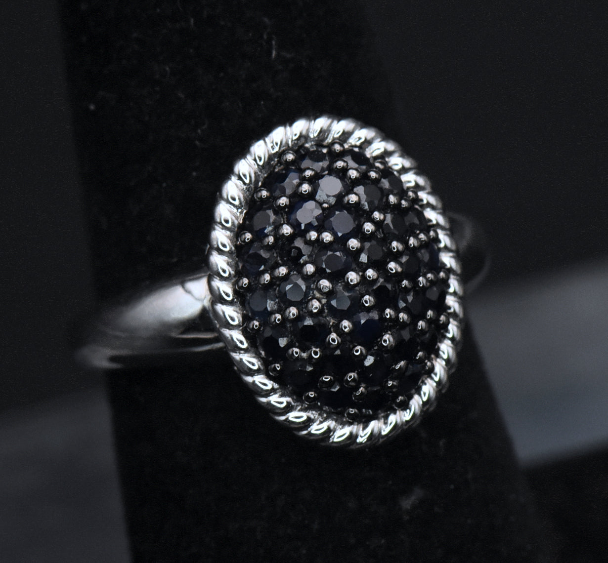 Vintage Blue Sapphire Sterling Silver Ring - Size 6.25
