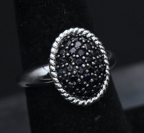 Vintage Blue Sapphire Sterling Silver Ring - Size 6.25