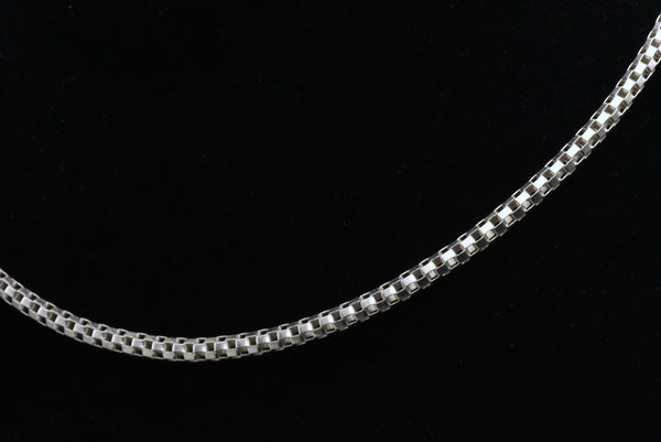 Vintage Italian Sterling Silver Rounded Box Link Chain Necklace - 16" BROKEN CLASP