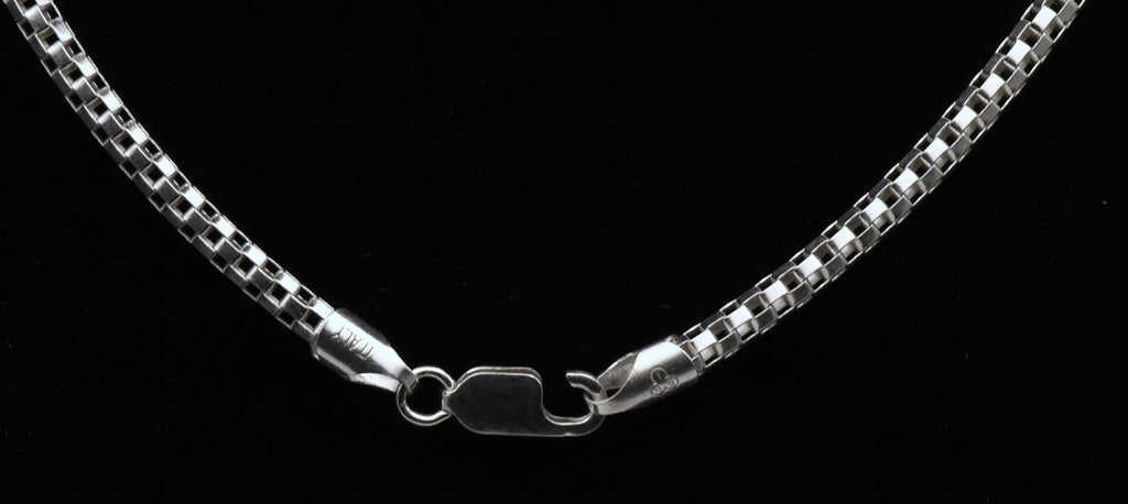 Vintage Italian Sterling Silver Rounded Box Link Chain Necklace - 16" BROKEN CLASP