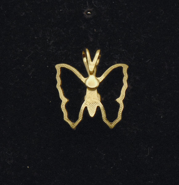 Vintage Diamond Gold Tone Metal Butterfly Pendant