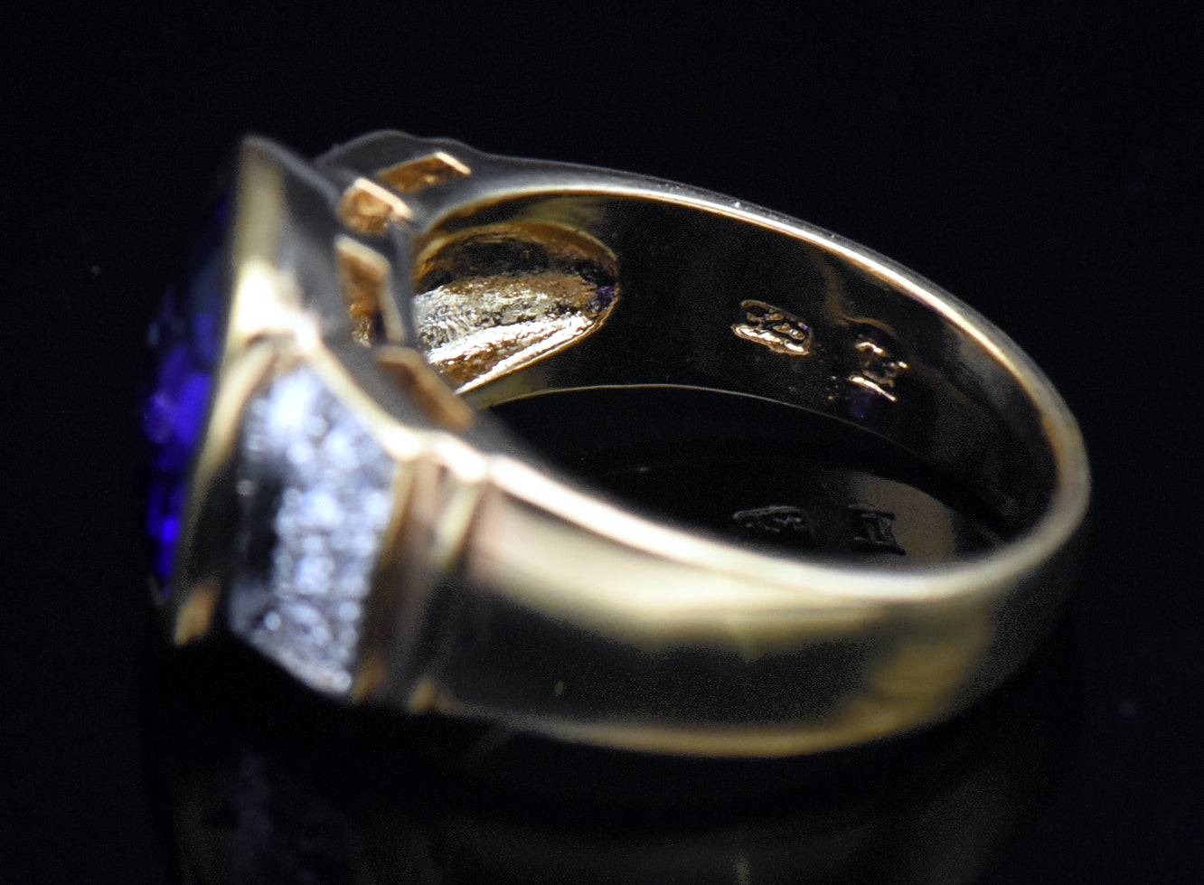 Vintage Gold Tone Sterling Silver Color Change CZ Ring - Size 9