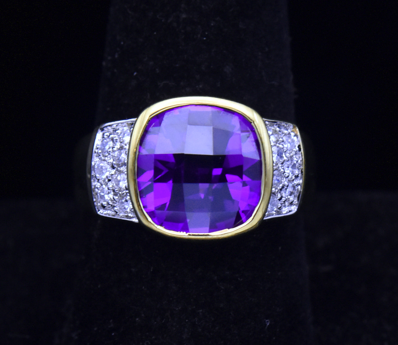 Vintage Gold Tone Sterling Silver Color Change CZ Ring - Size 9