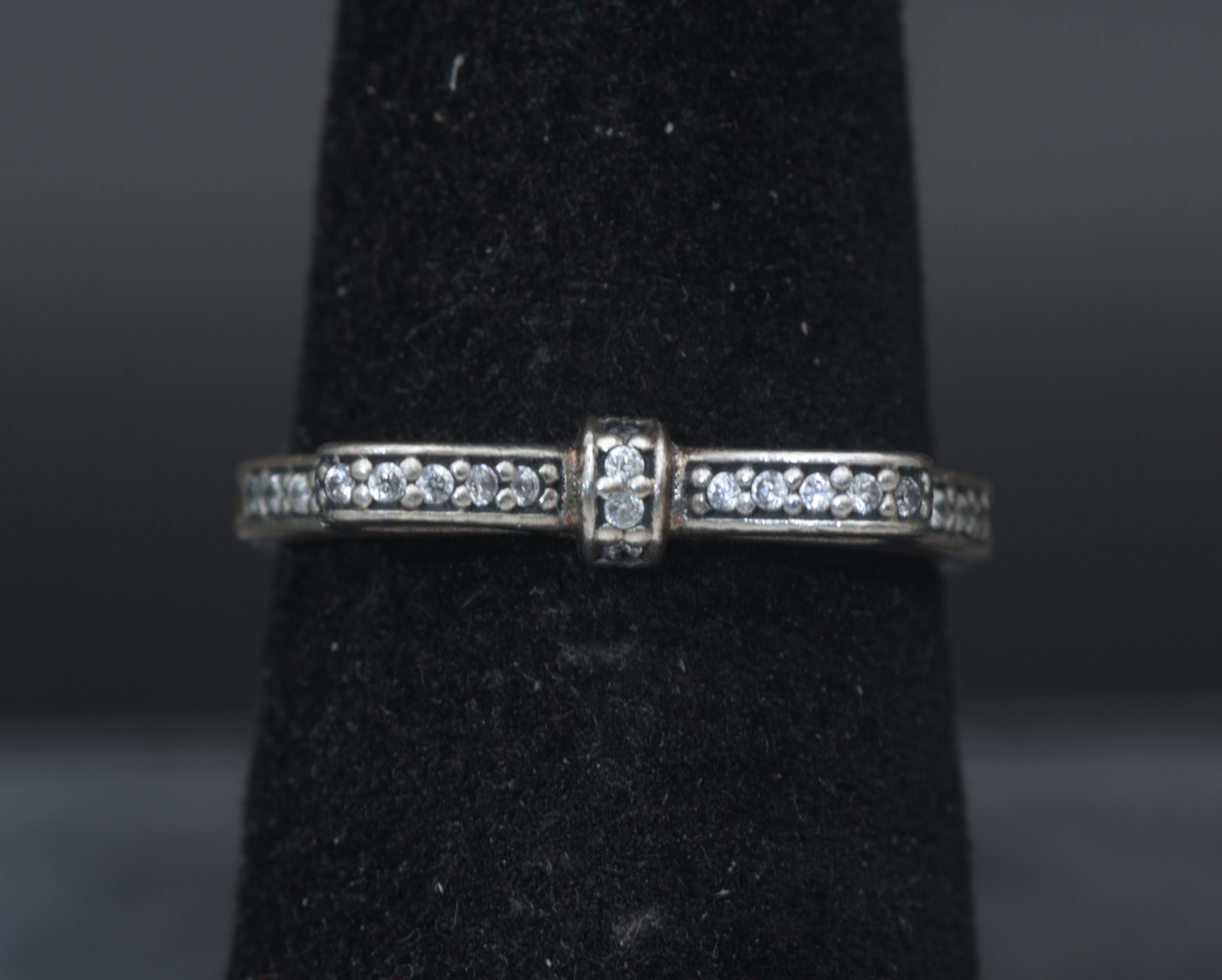 Pandora - Vintage Sterling Silver CZ Bow Ring - Size 6