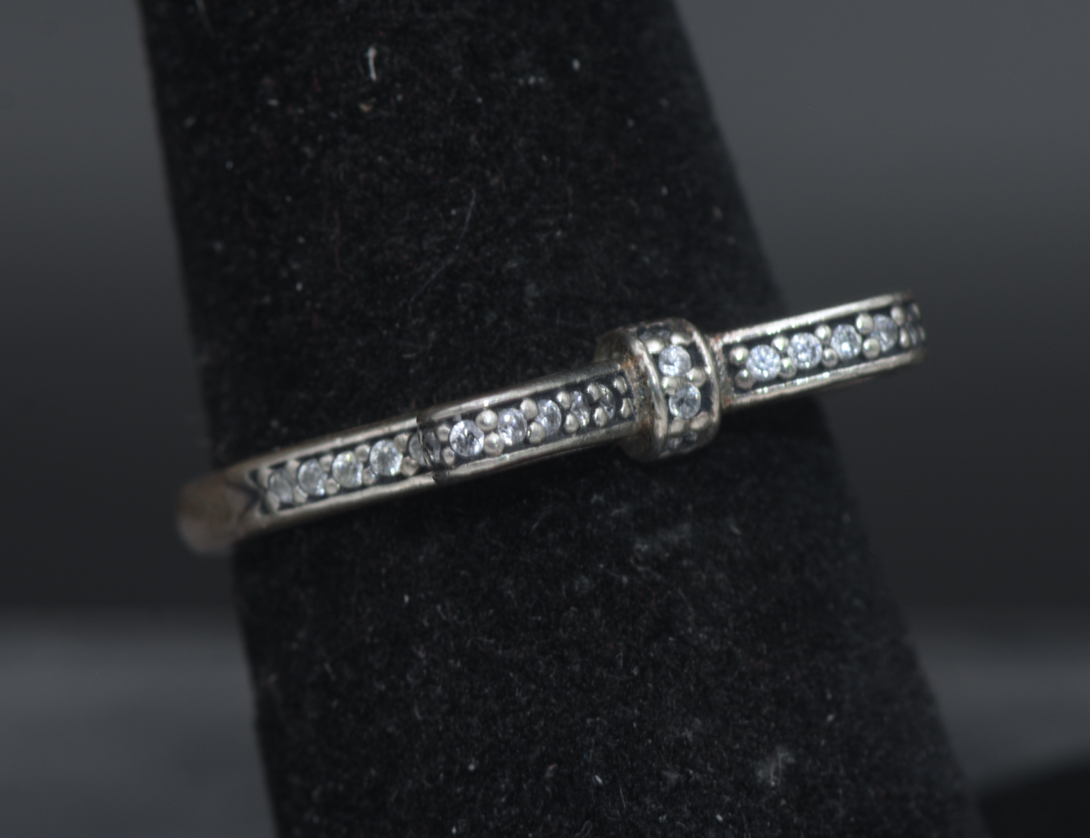 Pandora - Vintage Sterling Silver CZ Bow Ring - Size 6