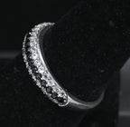 Sterling Silver Black and White Crystals Ring - Size 7.25