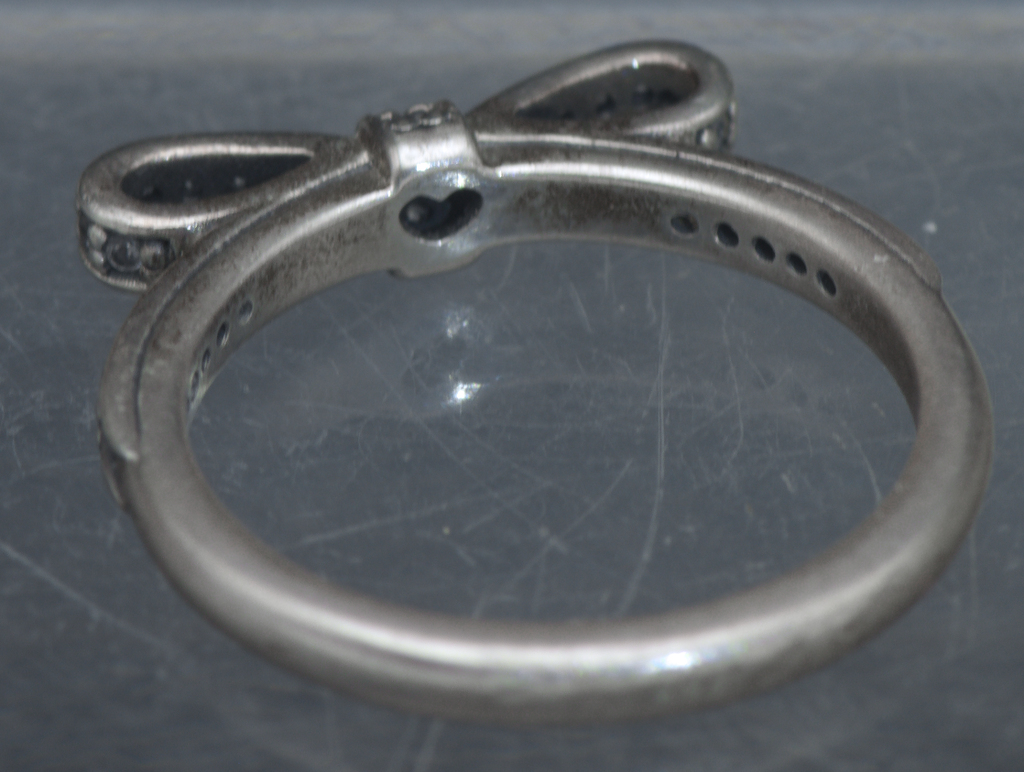 Pandora - Vintage Sterling Silver CZ Bow Ring - Size 6