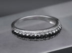 Sterling Silver Black and White Crystals Ring - Size 7.25