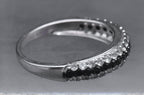 Sterling Silver Black and White Crystals Ring - Size 7.25