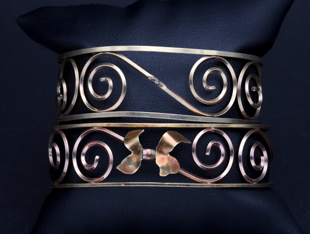 Vintage Pair of Handcrafted Bent Wire Bracelets