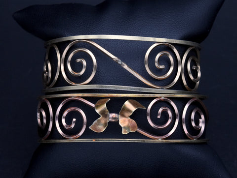 Vintage Pair of Handcrafted Bent Wire Bracelets