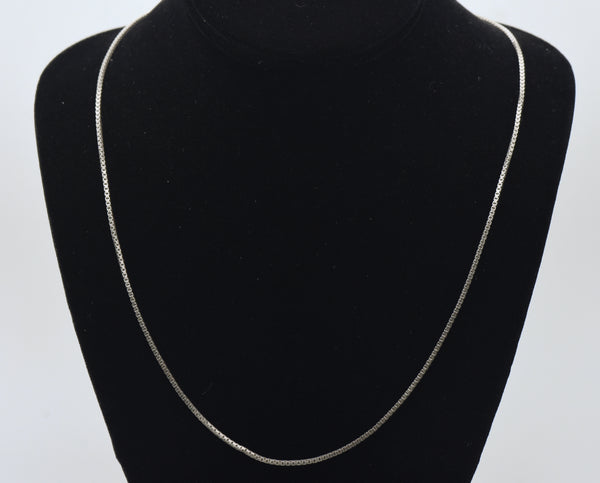 Vintage Italian Sterling Silver Box Link Chain Necklace - 22.5"