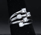 Milor - Sterling Silver Cubic Zirconia Bypass Style Ring - Size 6