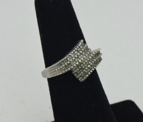 Vintage Diamonds Sterling Silver Bypass Ring - Size 5