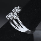 Milor - Sterling Silver Cubic Zirconia Bypass Style Ring - Size 6
