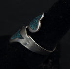 Vintage Handmade Sterling Silver Crushed Stone Bypass Ring - Size 7.5+