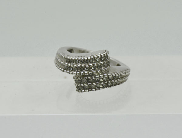 Vintage Diamonds Sterling Silver Bypass Ring - Size 5