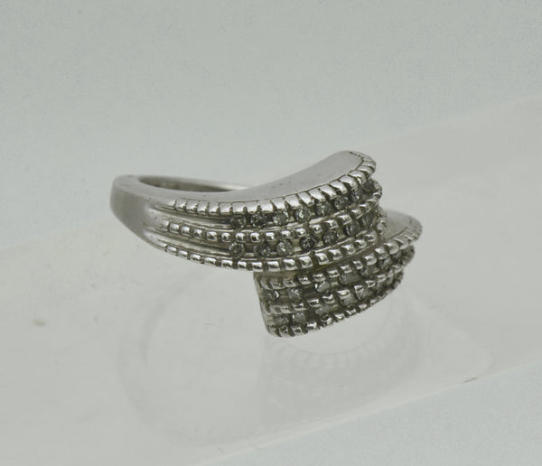 Vintage Diamonds Sterling Silver Bypass Ring - Size 5