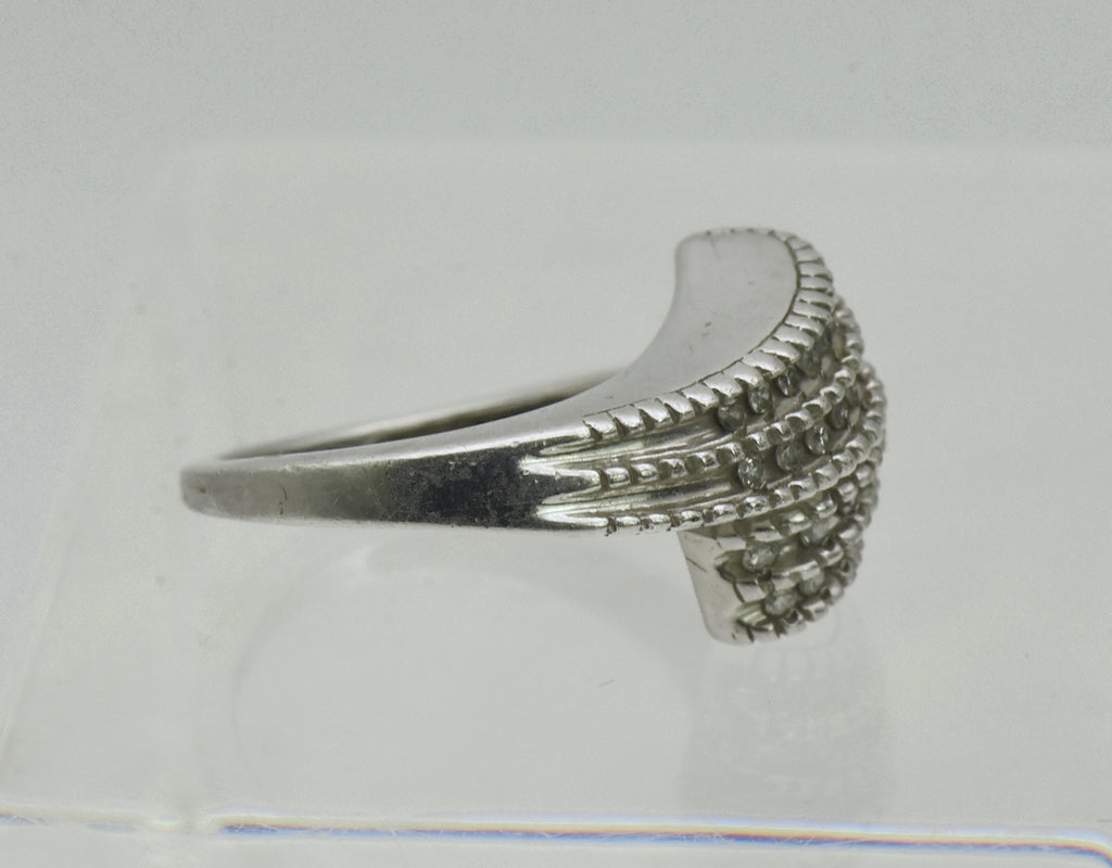 Vintage Diamonds Sterling Silver Bypass Ring - Size 5