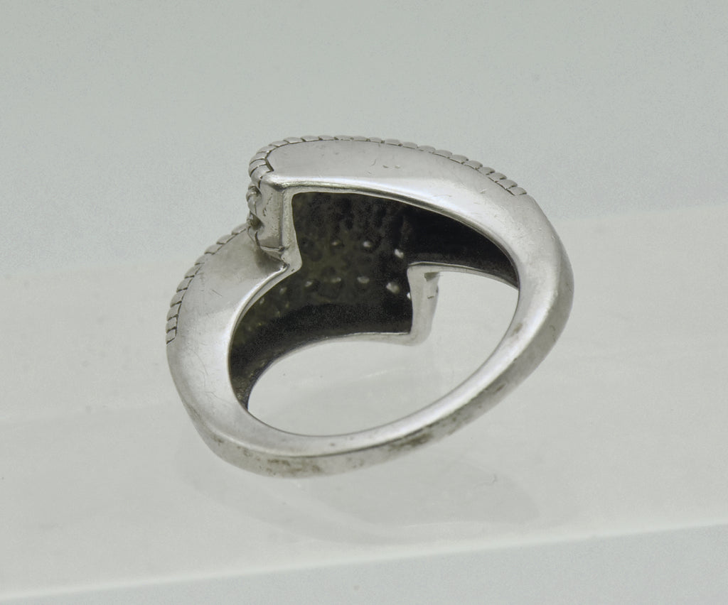 Vintage Diamonds Sterling Silver Bypass Ring - Size 5