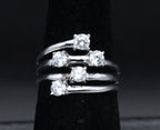Milor - Sterling Silver Cubic Zirconia Bypass Style Ring - Size 6