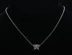 Vintage Sterling Silver and Rhinestone Butterfly Pendant on Italian Chain Necklace - 16.75"