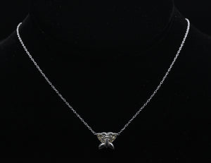 Vintage Sterling Silver and Rhinestone Butterfly Pendant on Italian Chain Necklace - 16.75"