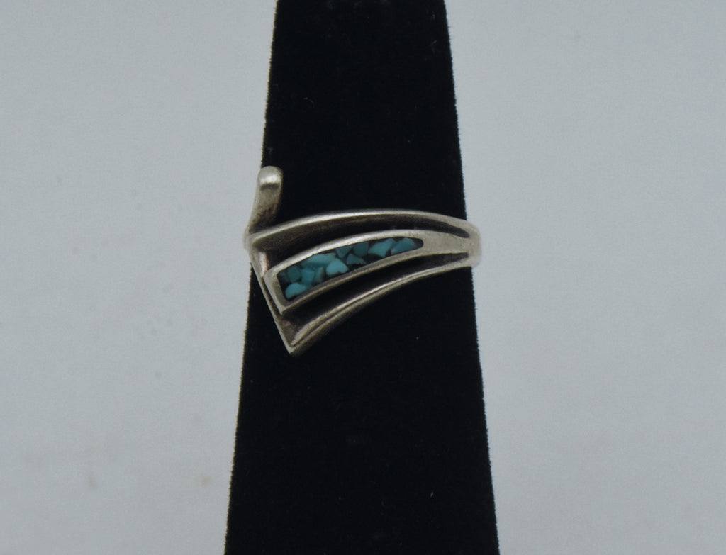 Vintage Sterling Silver Modern Design Bypass Ring - Size 4