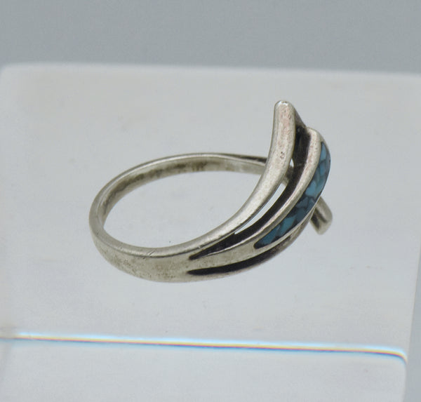 Vintage Sterling Silver Modern Design Bypass Ring - Size 4