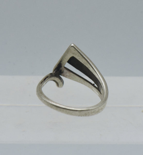 Vintage Sterling Silver Modern Design Bypass Ring - Size 4