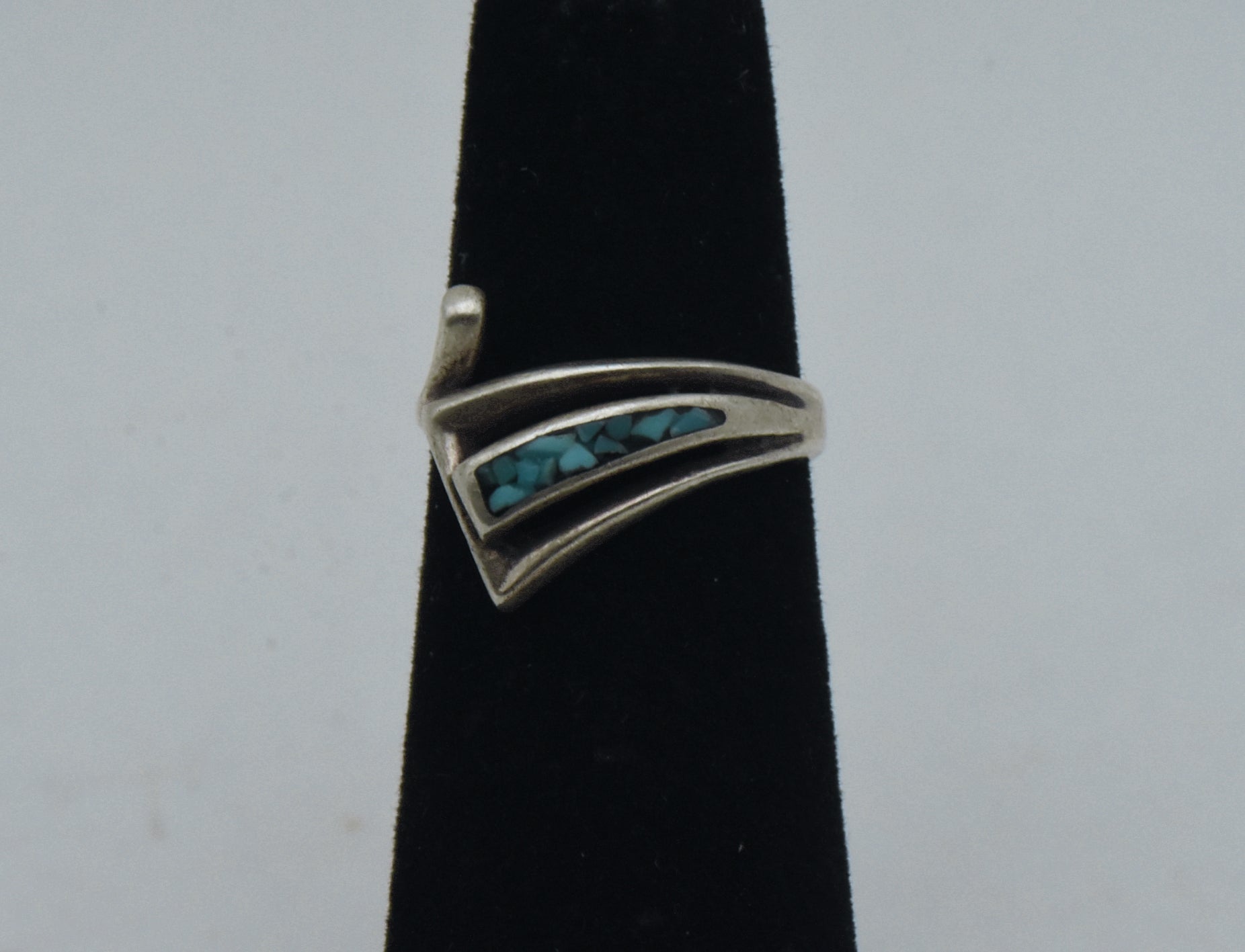 Vintage Sterling Silver Modern Design Bypass Ring - Size 4