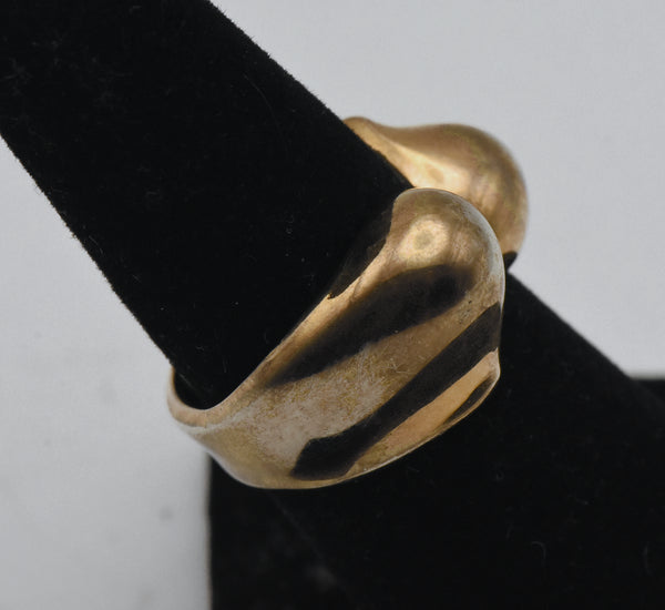 Vintage Abstract Form Gold Tone Split Shank Ring - Size 6.75