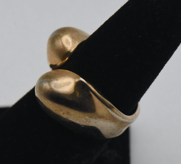 Vintage Abstract Form Gold Tone Split Shank Ring - Size 6.75