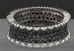 Vintage Sterling Silver Pave Set Black CZ Eternity Band - Size 7.25