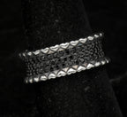 Vintage Sterling Silver Pave Set Black CZ Eternity Band - Size 7.25