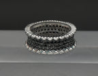 Vintage Sterling Silver Pave Set Black CZ Eternity Band - Size 7.25