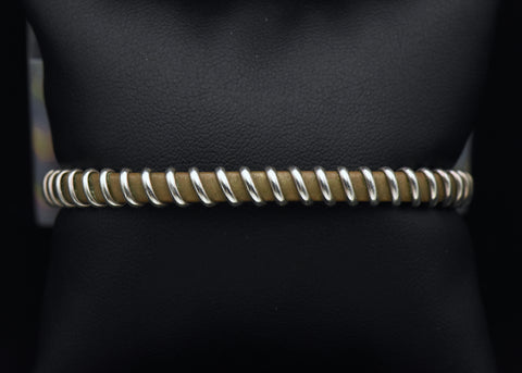 Vintage Sterling Silver Wrapped Bronze Cuff Bracelet