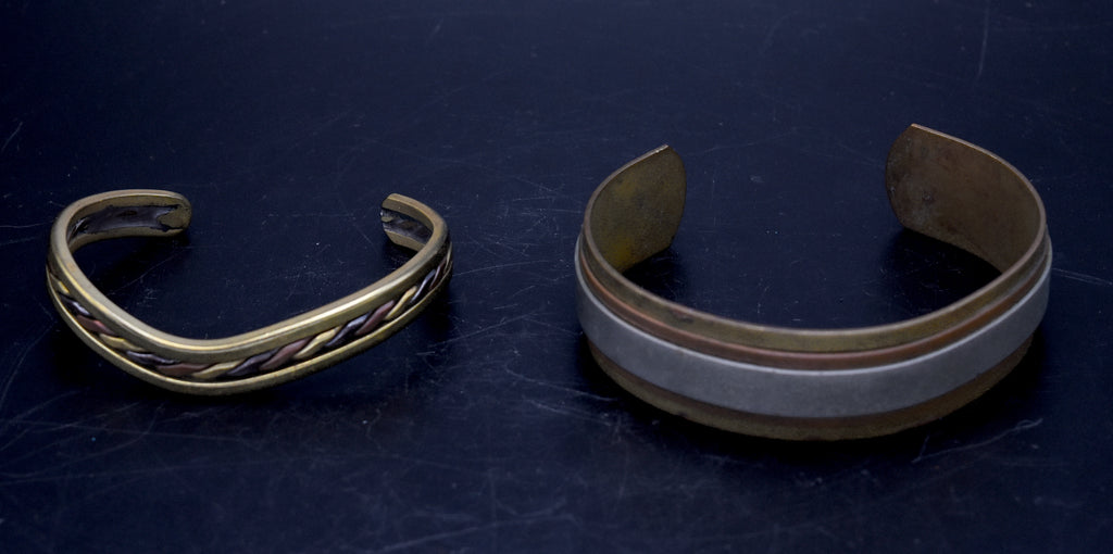 Vintage Pair of Handcrafted Mixed Metal Bracelets