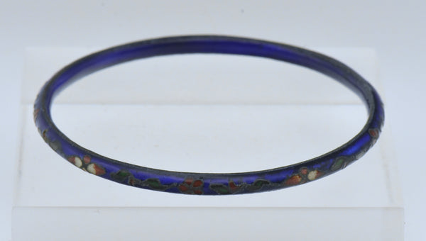 Vintage Blue Champleve Enamel Bangle Bracelet