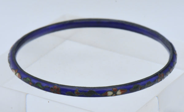 Vintage Blue Champleve Enamel Bangle Bracelet