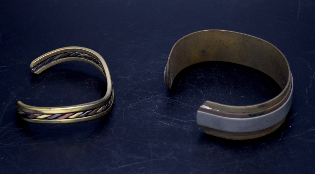 Vintage Pair of Handcrafted Mixed Metal Bracelets