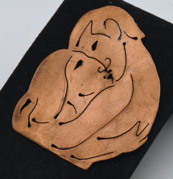Joseph Gourdji - Vintage Handmade Copper Embracing Couple Pendant