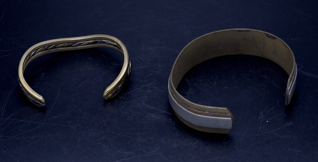 Vintage Pair of Handcrafted Mixed Metal Bracelets