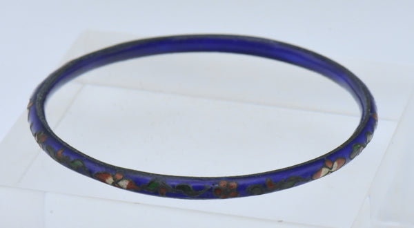 Vintage Blue Champleve Enamel Bangle Bracelet