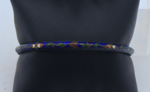 Vintage Blue Champleve Enamel Bangle Bracelet